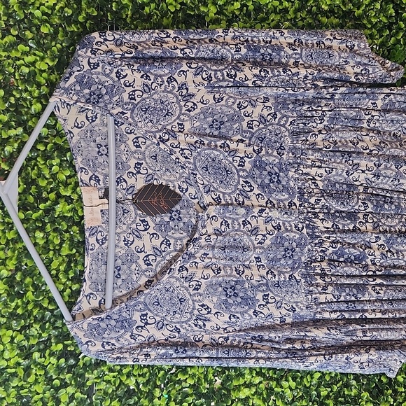 Altar'd State Blue and White Midi Dress Medium - Picture 3 of 11